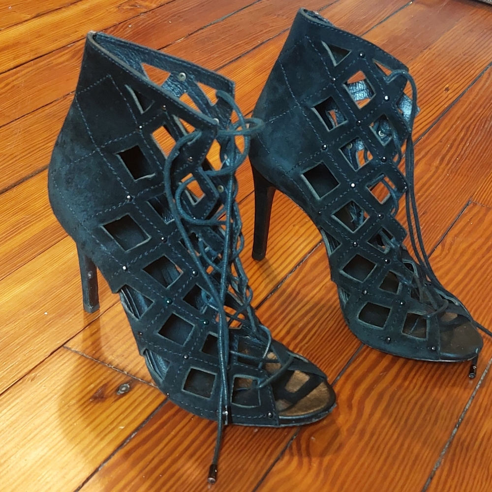 Joie Black Lace-Up Heels